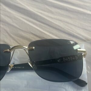 Dior Rimless Gold Frame Sunglasses with Black Lenses
